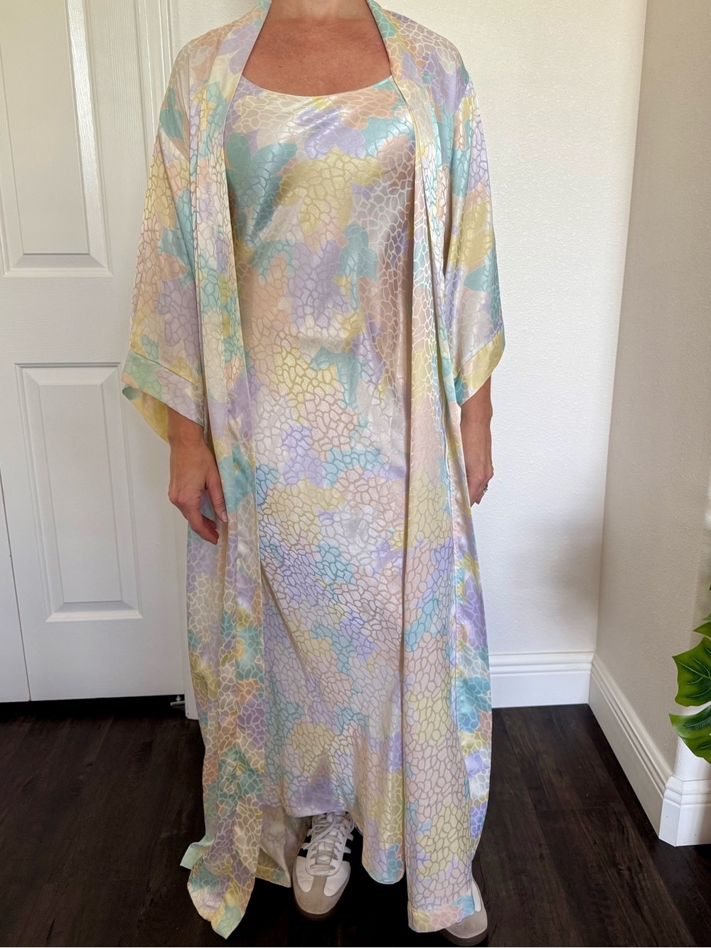 Vintage Georgette Trabolsi Maxi Slip Robe Set Coquette Cottagecore L